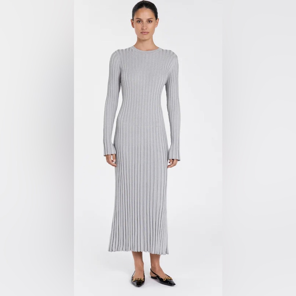 DISSH ADA Silver Long Sleeve Midi Dress